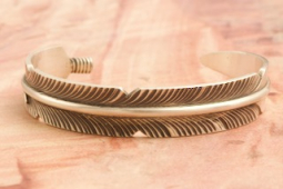 Native American Jewelry Sterling Silver Feather Bracelet